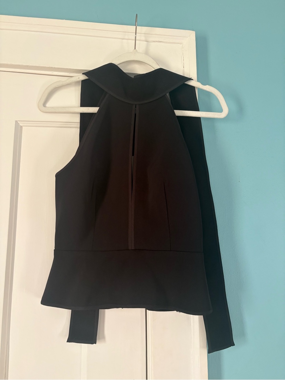 C/MEO Collective Black Halter Neck Peplum Top